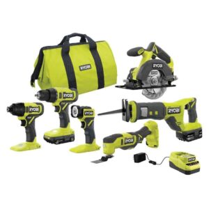 PCL1600K2 ONE+ 18V Cordless 6-Tool Combo Kit with 1.5 Ah Battery, 4.0 Ah Battery, and Charger