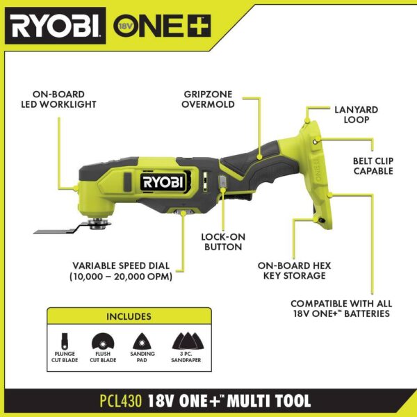 PCL1600K2-A986501 ONE+ 18V Cordless 6-Tool Combo Kit with 1.5 Ah and 4.0 Ah Batteries, Charger - Image 5