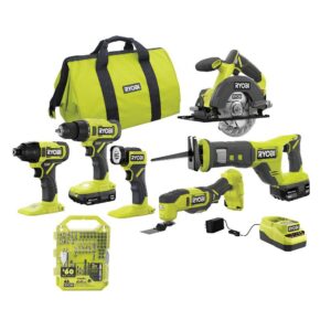 PCL1600K2-A986501 ONE+ 18V Cordless 6-Tool Combo Kit with 1.5 Ah and 4.0 Ah Batteries, Charger