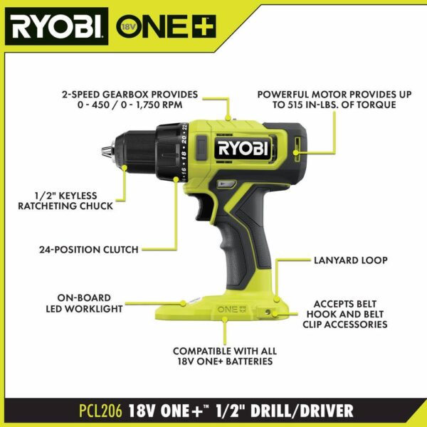 PCL1600K2-STM201 ONE+ 18V Cordless 6-Tool Combo Kit with 1.5 Ah Battery, 4.0 Ah Battery, Charger, and LINK Rolling Tool Box - Image 3