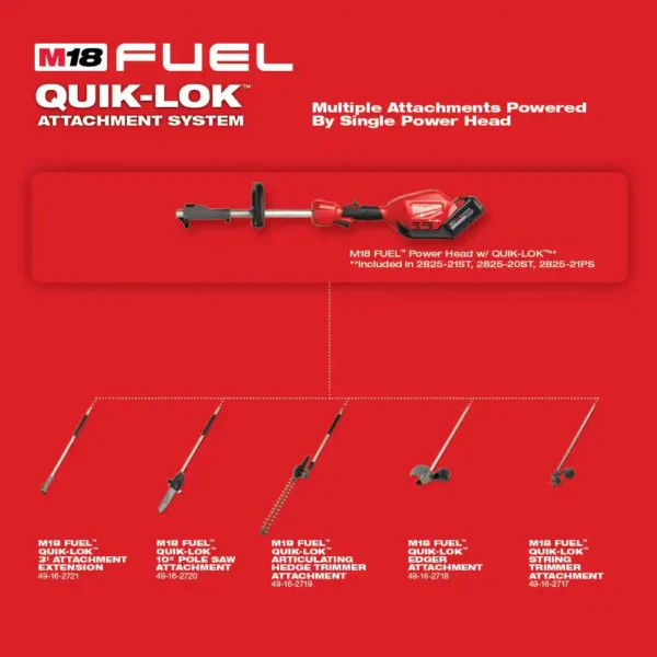49-16-2720-49-16-2719 M18 FUEL QUIK-LOK 10 in. Pole Saw Attachment and M18 FUEL QUIK-LOK Hedge Trimmer Attachment (2-Tool) - Image 5