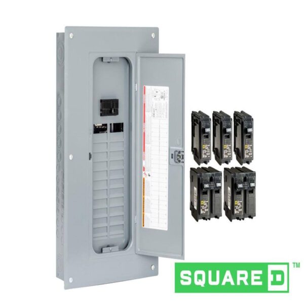 Square D HOM2448M100PCVP Homeline 100 Amp 24-Space 48-Circuit Indoor Main Breaker Plug-On Neutral Load Center with Cover(HOM2448M100PCVP) - Image 2