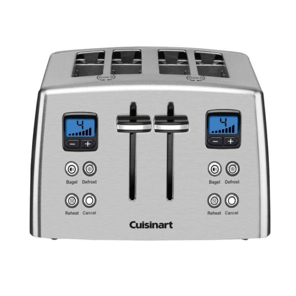 Touch to Toast 4-Slice Stainless Steel Wide Slot Toaster with Crumb Tray