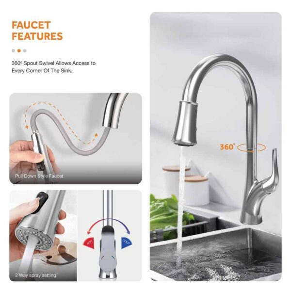 Dolancourt Tight Radius 33 in. Drop-In 50/50 Double Bowl 18 Gauge Stainless Steel Kitchen Sink with Pull-Down Faucet - Image 9