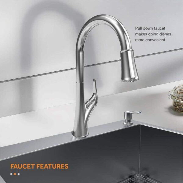 Dolancourt Tight Radius 33 in. Drop-In 50/50 Double Bowl 18 Gauge Stainless Steel Kitchen Sink with Pull-Down Faucet - Image 10