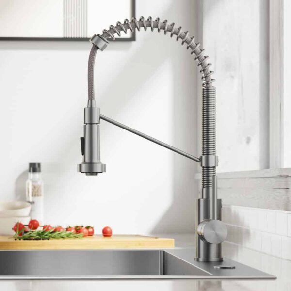 KRAUS Loften All in One 33 in. Drop In/Undermount Single Bowl 18-Gauge Stainless Steel Kitchen Sink with Pull Down Faucet - Image 5