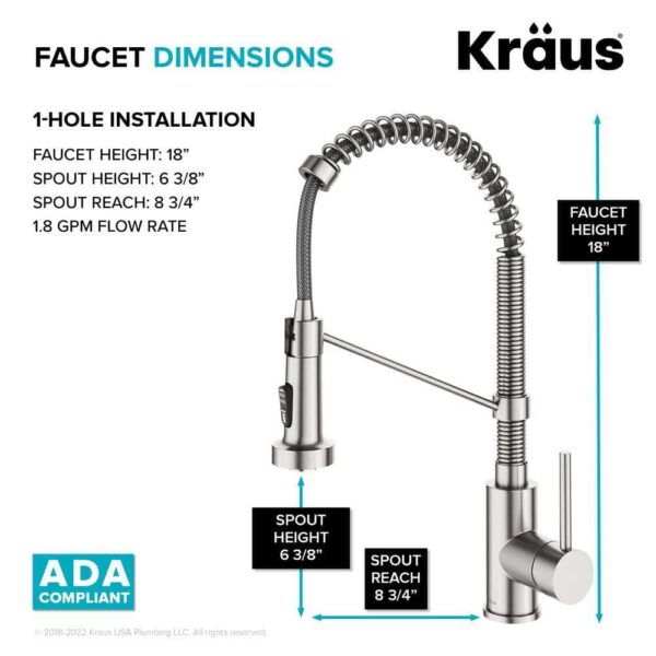KRAUS Loften All in One 33 in. Drop In/Undermount Single Bowl 18-Gauge Stainless Steel Kitchen Sink with Pull Down Faucet - Image 10