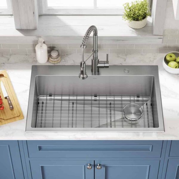 KRAUS Loften All in One 33 in. Drop In/Undermount Single Bowl 18-Gauge Stainless Steel Kitchen Sink with Pull Down Faucet - Image 3
