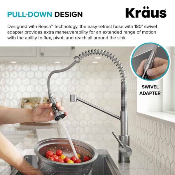 KRAUS Loften All in One 33 in. Drop In/Undermount Single Bowl 18-Gauge Stainless Steel Kitchen Sink with Pull Down Faucet - Image 13