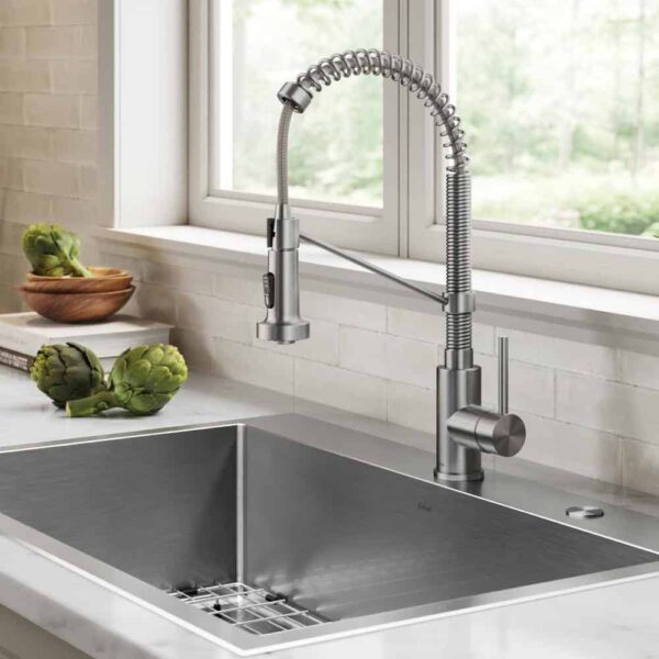 KRAUS Loften All in One 33 in. Drop In/Undermount Single Bowl 18-Gauge Stainless Steel Kitchen Sink with Pull Down Faucet - Image 4