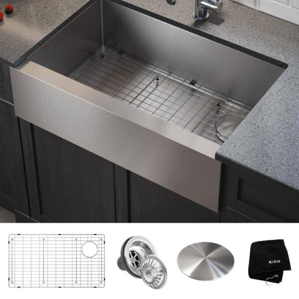 KRAUS Standart PRO Farmhouse/Apron-Front Stainless Steel 33 in. Single Bowl Kitchen Sink - Image 15