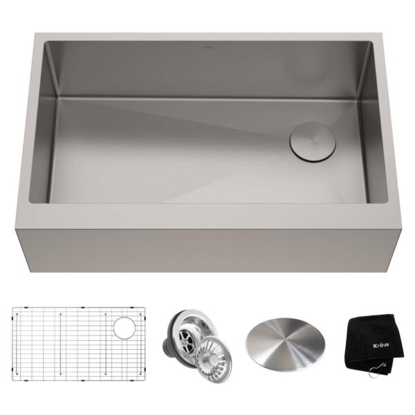 KRAUS Standart PRO Farmhouse/Apron-Front Stainless Steel 33 in. Single Bowl Kitchen Sink