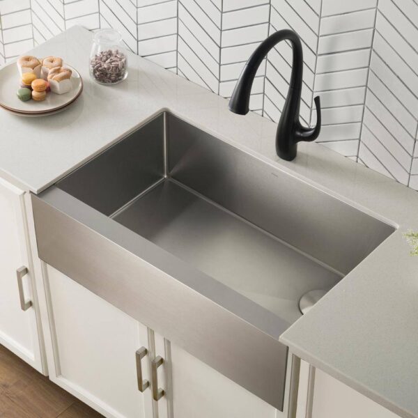 KRAUS Standart PRO Farmhouse/Apron-Front Stainless Steel 33 in. Single Bowl Kitchen Sink - Image 6
