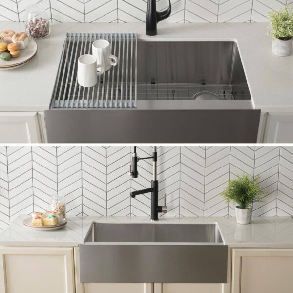 KRAUS Standart PRO Farmhouse/Apron-Front Stainless Steel 33 in. Single Bowl Kitchen Sink - Image 4