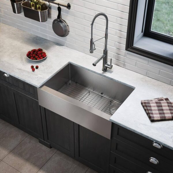 KRAUS Standart PRO Farmhouse/Apron-Front Stainless Steel 33 in. Single Bowl Kitchen Sink - Image 2
