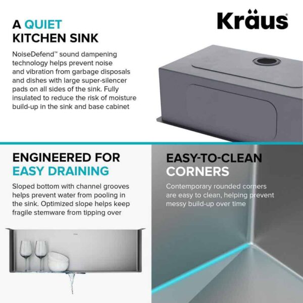 KRAUS KHU100-30 Standart PRO 30 in. Undermount Single Bowl 16 Gauge Stainless Steel Kitchen Sink with Accessories - Image 10