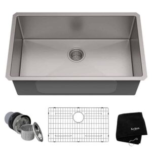 KRAUS KHU100-30 Standart PRO 30 in. Undermount Single Bowl 16 Gauge Stainless Steel Kitchen Sink with Accessories