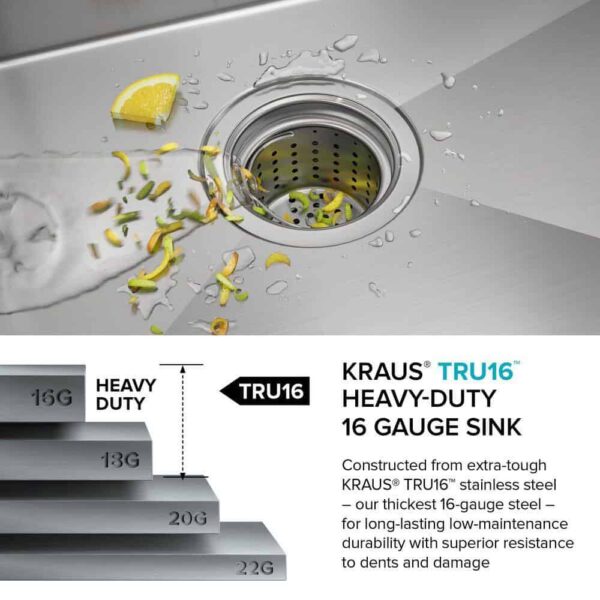 KRAUS KHU100-30 Standart PRO 30 in. Undermount Single Bowl 16 Gauge Stainless Steel Kitchen Sink with Accessories - Image 8