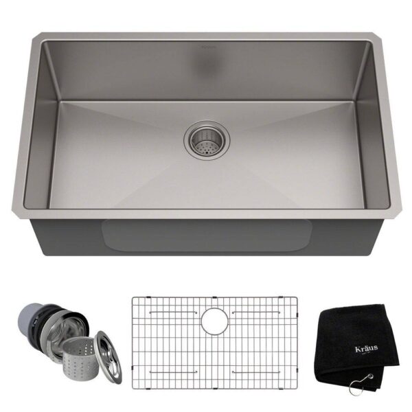 KRAUS Standart PRO 32in. 16 Gauge Undermount Single Bowl Stainless Steel Kitchen Sink