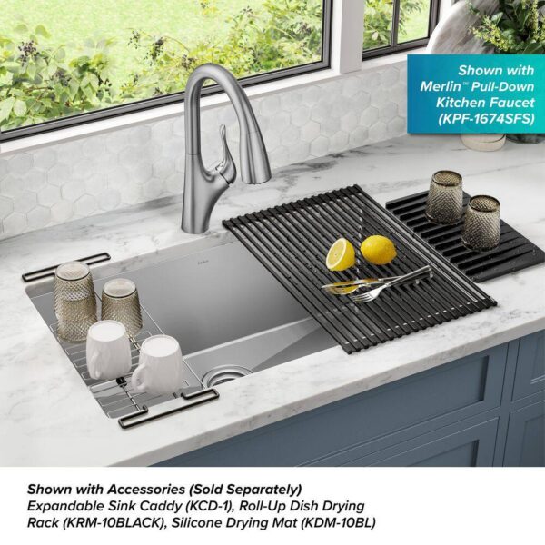 KRAUS Standart PRO 32in. 16 Gauge Undermount Single Bowl Stainless Steel Kitchen Sink - Image 4