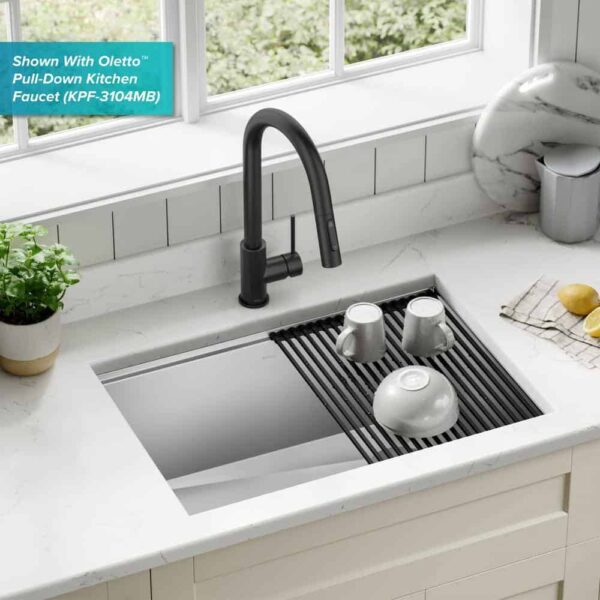 KRAUS Kore Workstation 27 in. 16-Gauge Undermount Single Bowl Stainless Steel Kitchen Sink with Accessories - Image 3