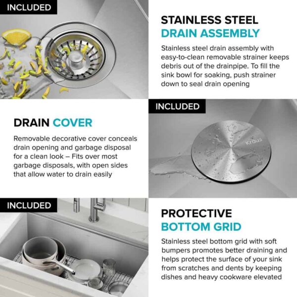 KRAUS Kore Workstation 27 in. 16-Gauge Undermount Single Bowl Stainless Steel Kitchen Sink with Accessories - Image 9