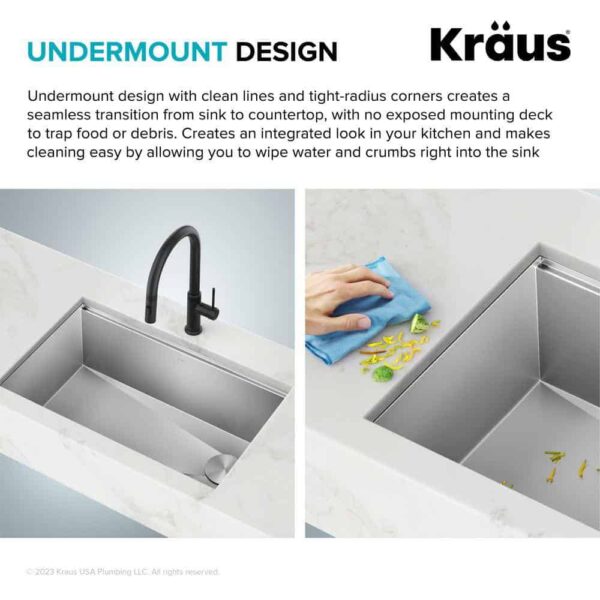 KRAUS Kore Workstation 27 in. 16-Gauge Undermount Single Bowl Stainless Steel Kitchen Sink with Accessories - Image 7