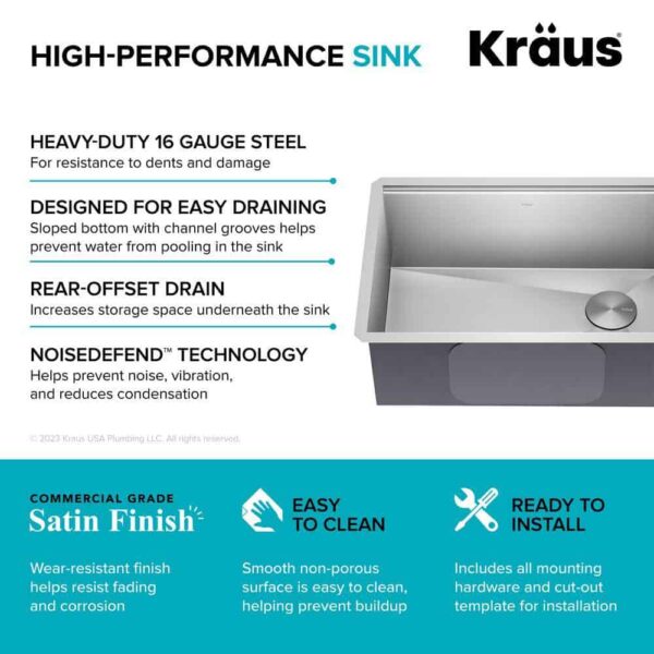 KRAUS Kore Workstation 27 in. 16-Gauge Undermount Single Bowl Stainless Steel Kitchen Sink with Accessories - Image 12