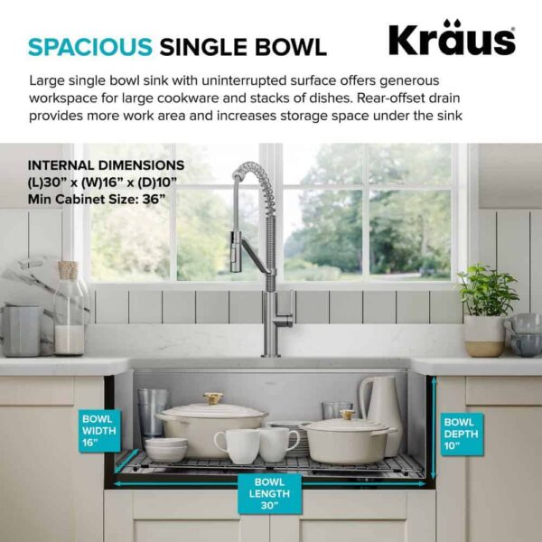 KRAUS Kore Workstation 32-inch Undermount 16 Gauge Single Bowl Stainless Steel Kitchen Sink with Accessories (Pack of 5) - Image 5