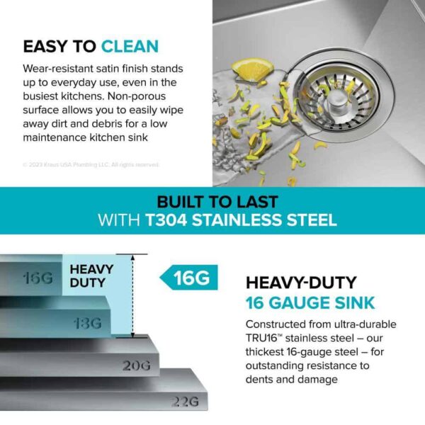KRAUS Kore Workstation 32-inch Undermount 16 Gauge Single Bowl Stainless Steel Kitchen Sink with Accessories (Pack of 5) - Image 10