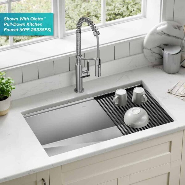 KRAUS Kore Workstation 32-inch Undermount 16 Gauge Single Bowl Stainless Steel Kitchen Sink with Accessories (Pack of 5) - Image 3