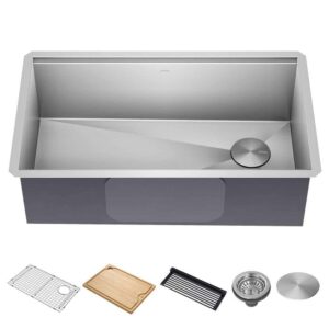 KRAUS Kore Workstation 32-inch Undermount 16 Gauge Single Bowl Stainless Steel Kitchen Sink with Accessories (Pack of 5)