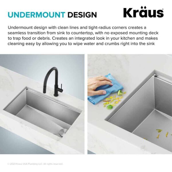 KRAUS Kore Workstation 32-inch Undermount 16 Gauge Single Bowl Stainless Steel Kitchen Sink with Accessories (Pack of 5) - Image 7