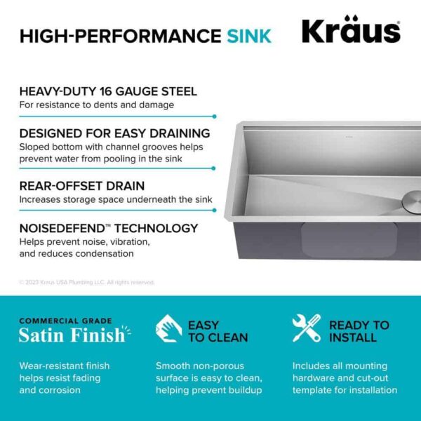 KRAUS Kore Workstation 32-inch Undermount 16 Gauge Single Bowl Stainless Steel Kitchen Sink with Accessories (Pack of 5) - Image 12