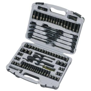 Stanley 92-839 1/4 in.   3/8 in. Drive Black Chrome Laser Etched SAE   Metric Mechanics Tool Set (99-Piece)