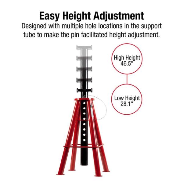 1410 10-Ton High Height Pin Type Jack Stands (Pair) - Image 4