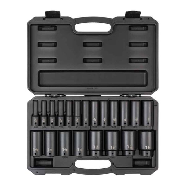 TEKTON SID92306 1/2 in. Drive Deep 6-Point Impact Socket Set, 21-Piece (5/16 in. -1-1/2 in.)