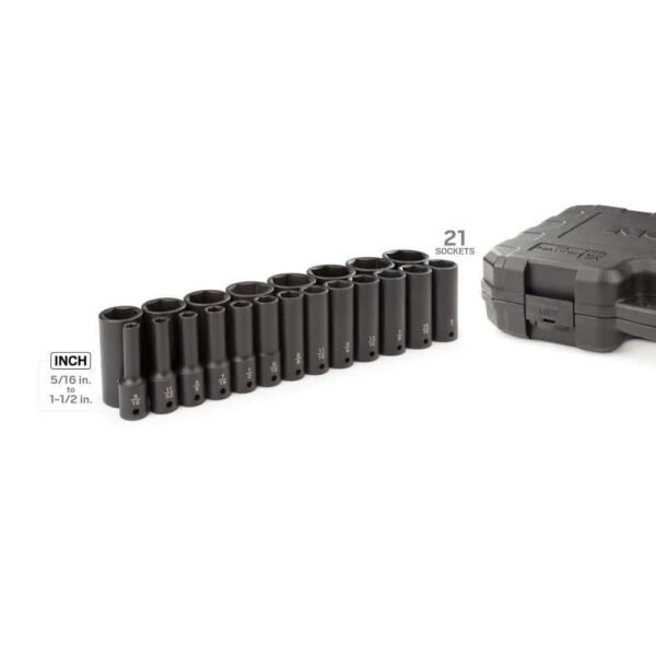 TEKTON SID92306 1/2 in. Drive Deep 6-Point Impact Socket Set, 21-Piece (5/16 in. -1-1/2 in.) - Image 5