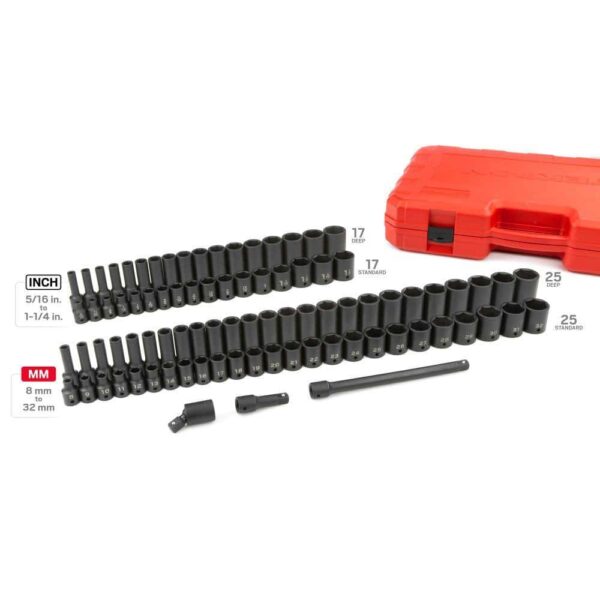 TEKTON SID92407 1/2 in. Drive 6-Point Impact Socket Set, 87-Piece (5/16 in.   1-1/4 in., 8 mm   32 mm) - Image 5