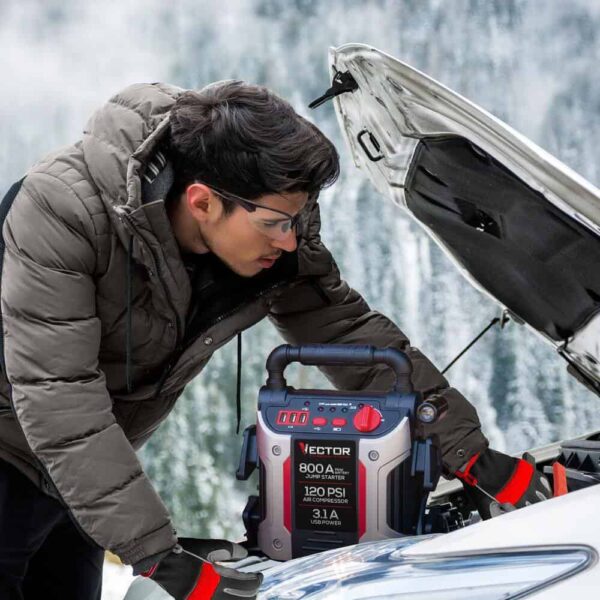 VECTOR 800 Peak Amp Automotive Jump Starter, Portable Power – Triple 15W USB Ports, 120 PSI Air Compressor - Image 9