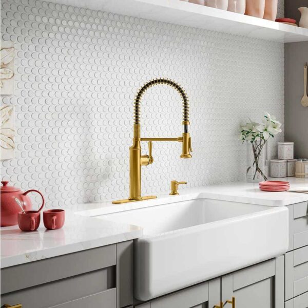 KOHLER Sous Pro-Style-Single Handle Pull Down Sprayer Kitchen Faucet in Vibrant Brushed Moderne Brass - Image 7