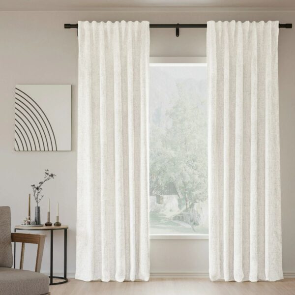 Back Tab Lille Linen Memory Trained Blackout Curtains Natural Modern Custom Drapes - Image 45
