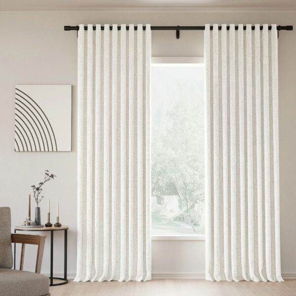 Grommet Lille Linen Memory Trained Blackout Curtains Natural Modern Pale Blue Aqua Custom Drapes - Image 2