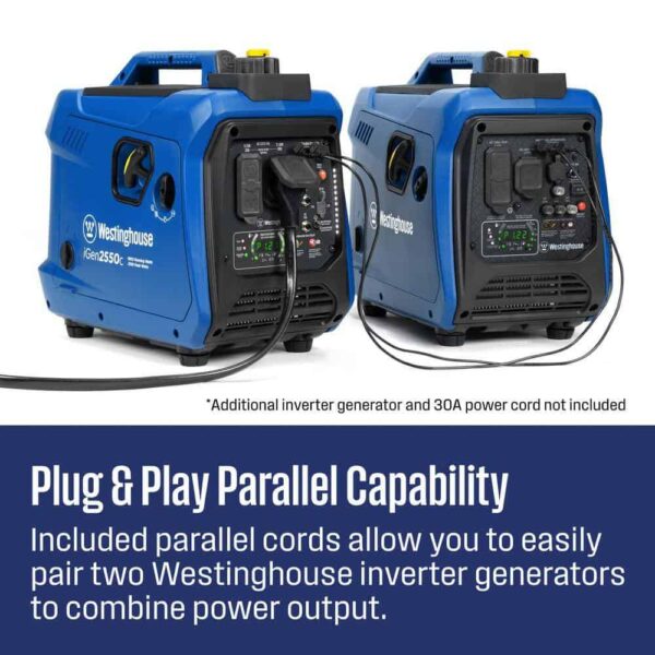 Westinghouse iGen2550c 2,550-Watt Gas Powered Portable Inverter Generator with Recoil Start, Quiet Technology, LED Data Center - Image 3