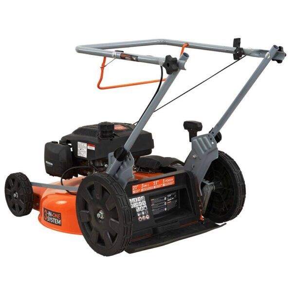 YARDMAX YG1650 21 in. 170cc 3-in-1 Gas Walk Behind Push Lawn Mower with High Rear Wheels - Image 4