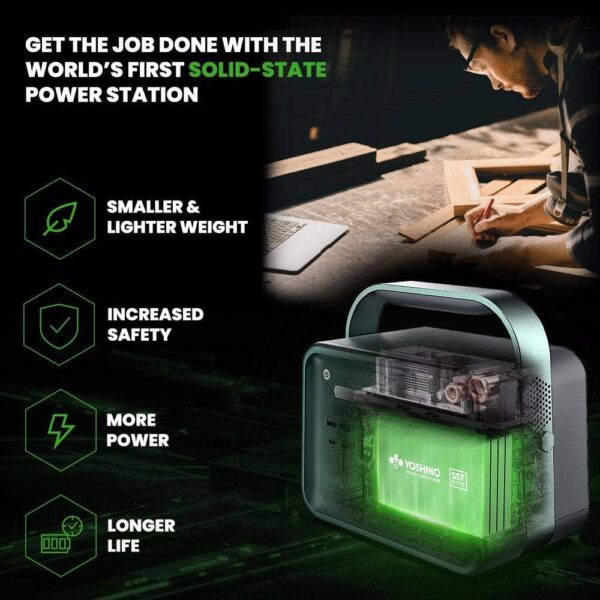 YOSHINO B330 SST Solid-State Portable Power Station, 330W /480W Peak, Push-Button Start Battery Generator - Image 2