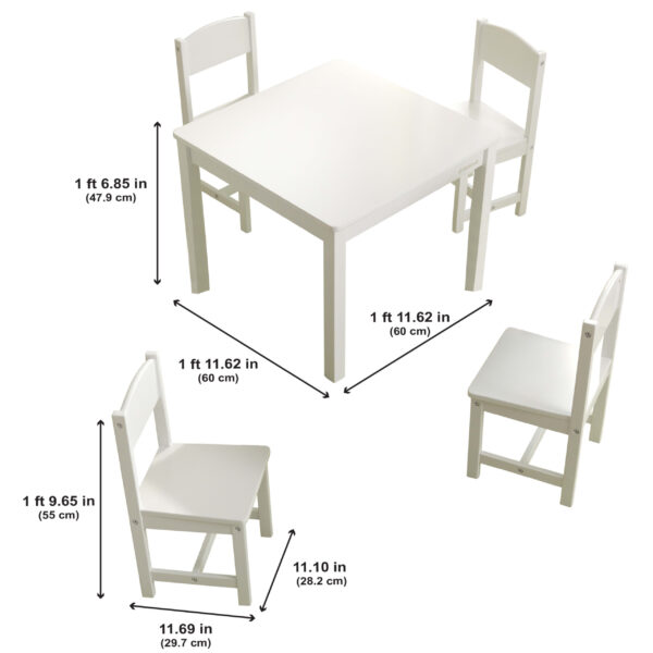 Wooden Farmhouse Table   4 Chair Set, White - Image 12