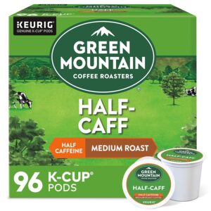 Green Mountain Coffee Roasters Half Caff, Single-Serve Keurig K-Cup Pods, Medium Roast Coffee, 96 Count