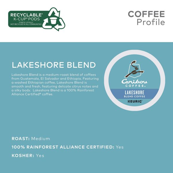 Caribou Coffee Lakeshore Blend, Single-Serve Keurig K-Cup Pods, Medium Roast Coffee, 24 Count (Pack of 4) - Image 2