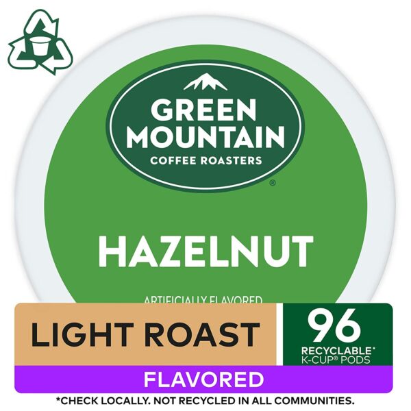Green Mountain Coffee Roasters Hazelnut, Single-Serve Keurig K-Cup Pods, Flavored Light Roast Coffee, 96 Count - Image 2